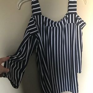 Navy and white striped top